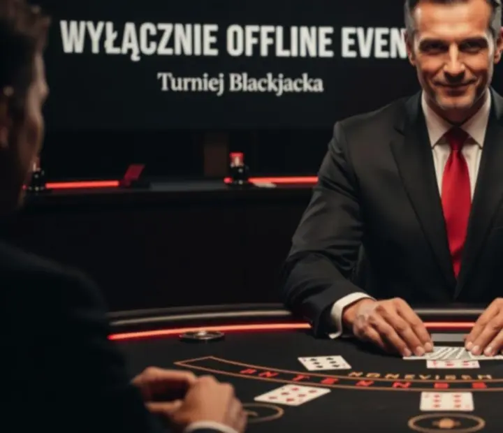 Polski prowadzący przy stole blackjack podczas wieczoru tematycznego