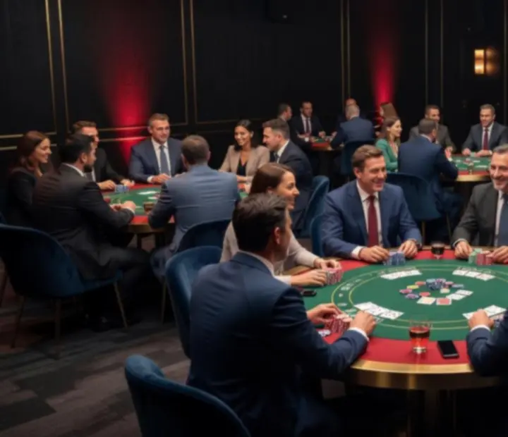 Strefa pokerowa przygotowana na elegancki event firmowy