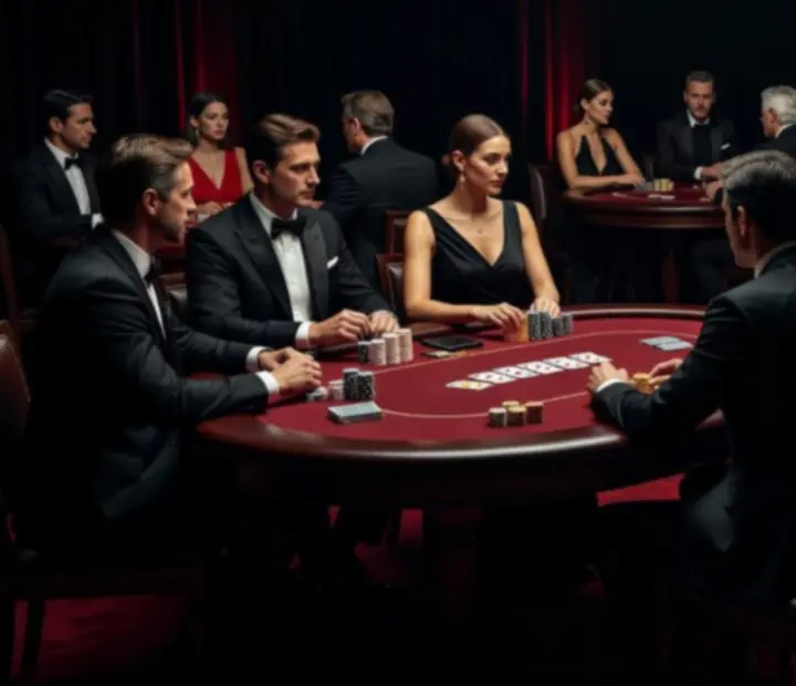 Eleganckie stoły pokerowe przygotowane na wieczór eventowy